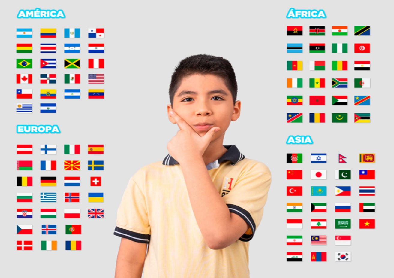 Póster: Banderas del mundo y sus capitales